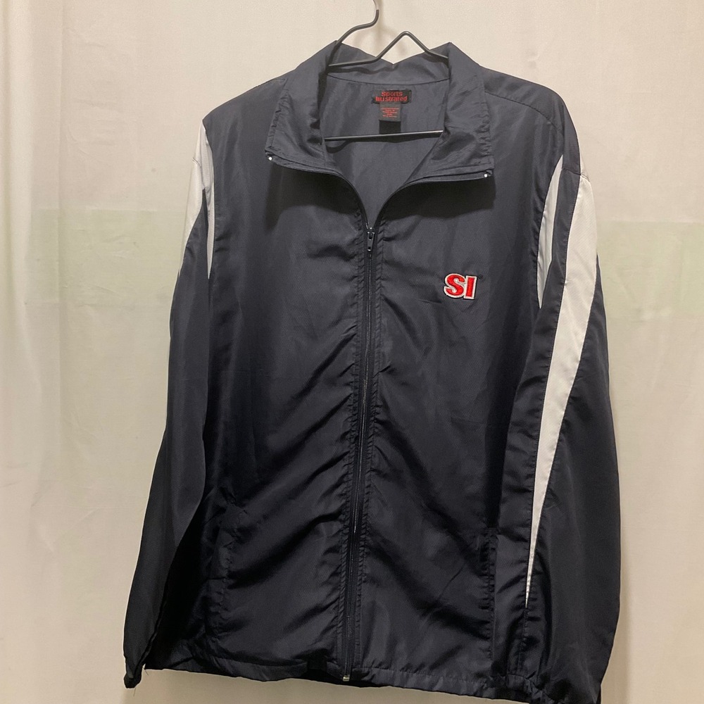 Sports Illustrated SI Jacket‎ Mens Full Zip Windbreaker Navy White